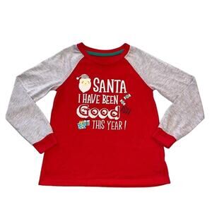 Cuddl Duds Girls Pajama Top Christmas Theme Be Nice I Know Santa Red Gray Medium